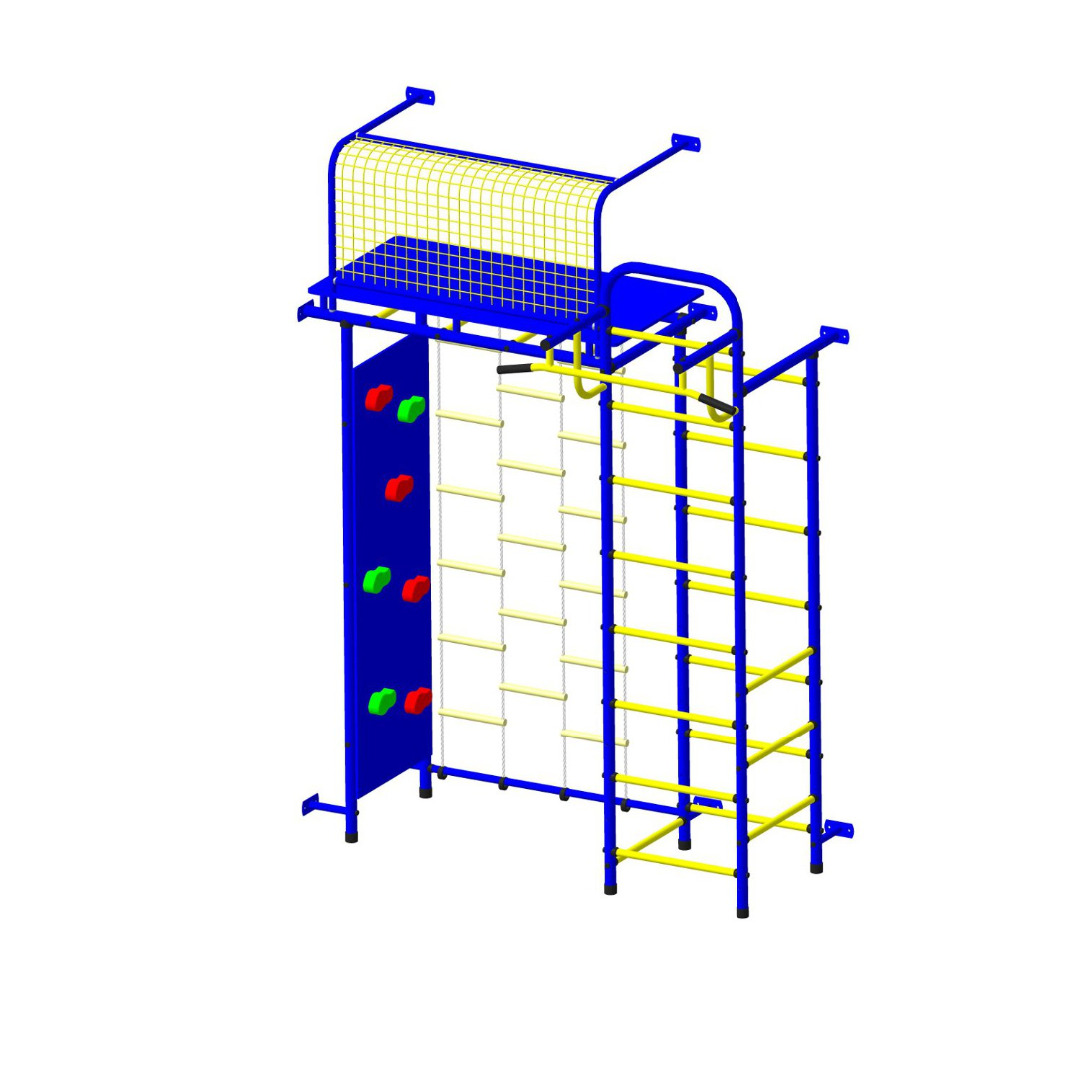 Детский спортивный комплекс Пионер 10ЛМ со скалодромом сине/жёлтый