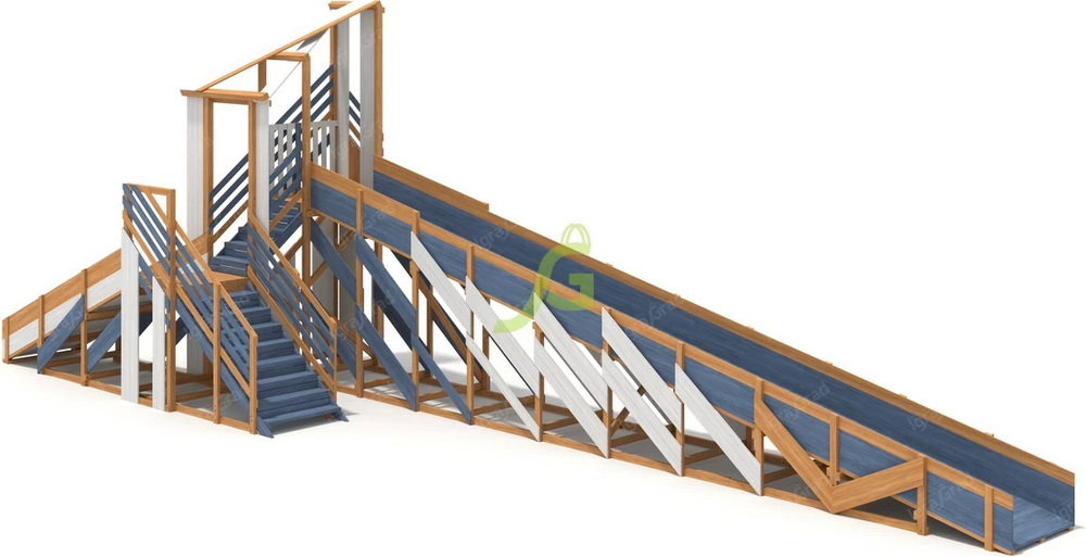 Зимняя деревянная горка IgraGrad Snow Fox 12 м с двумя скатами мод.4