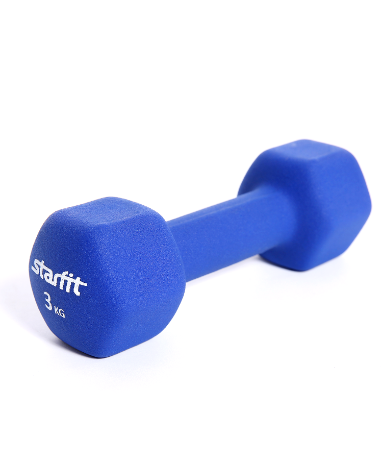 Гантель неопреновая STARFIT DB-201 3 кг, синяя (1 шт.) 1/6
