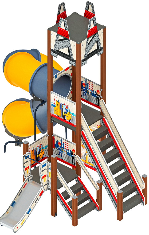 БУРОВАЯ детский игровой комплекс (горка-труба винтовая Н 2000, горка Н 750) ДИК 2.28.02-01