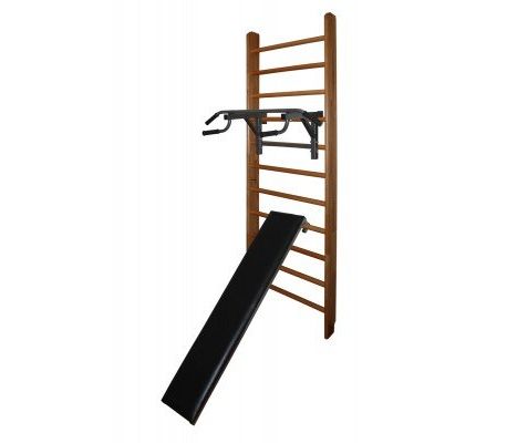 Шведская стенка Бук Стандарт с турником-брусьями и доской для пресса