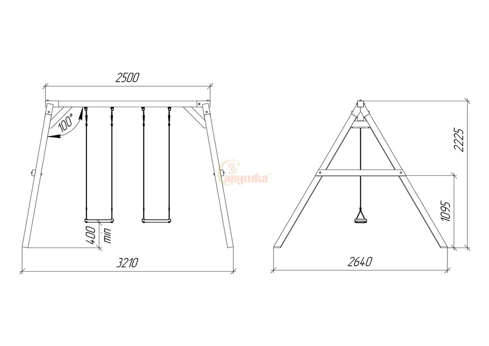 Качели Сава BLACK усиленные Савушка