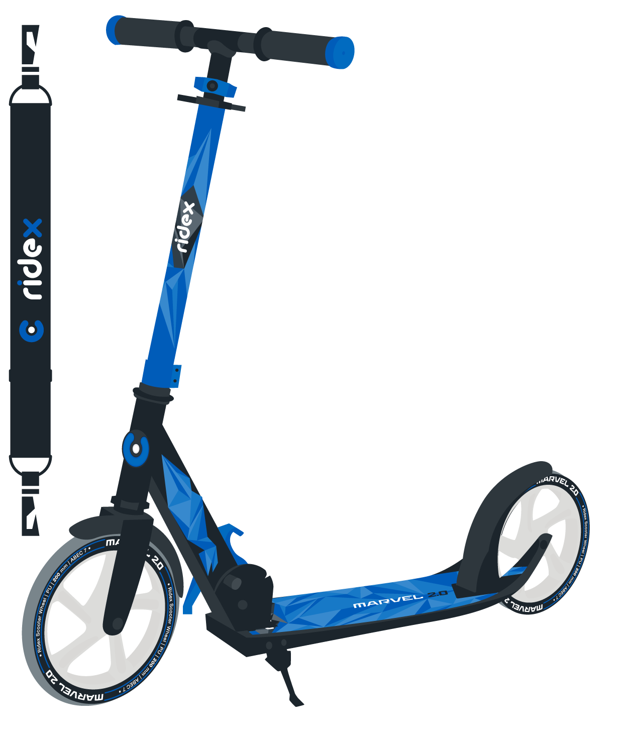 Самокат 2-колесный Marvel 2.0 200 мм, синий