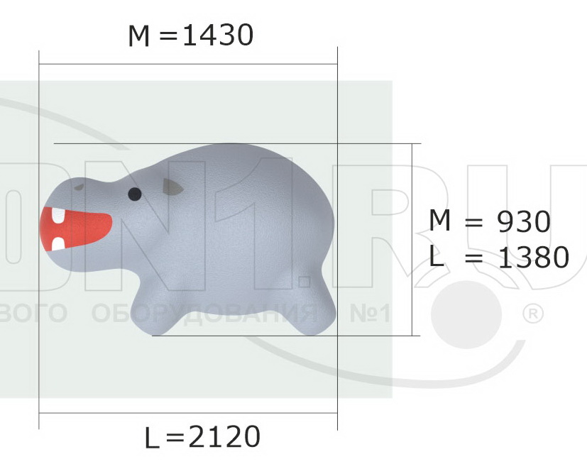 Резиновая фигура ZION Бегемот (для парков и детских площадок)