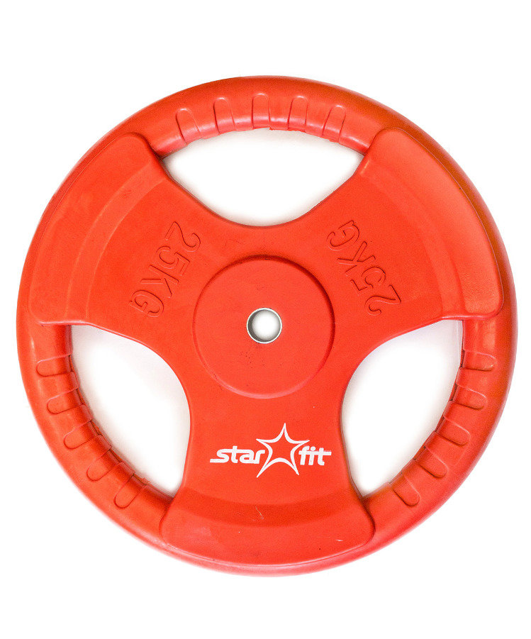 Диск обрезиненный STARFIT BB-201 25 кг, d=26 мм, стальная втулка, красный 1/1