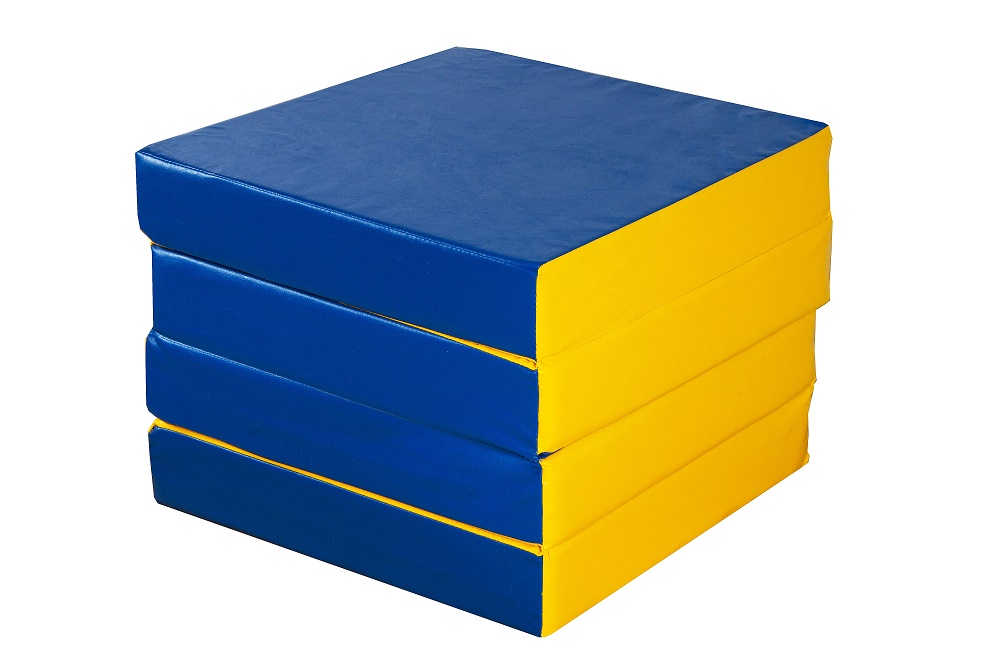 Мат № 11 (100 х 100 х 10) складной 4 сложения сине/жёлтый