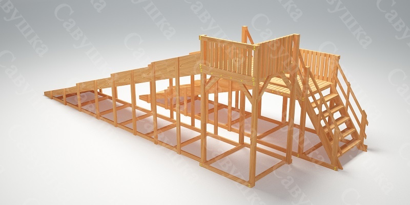 Зимняя деревянная игровая горка Савушка "Зима wood" - 7