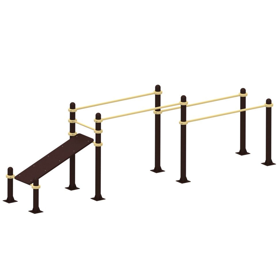 Спортивные уличные брусья+скамья для пресса Air-Gym YSK52