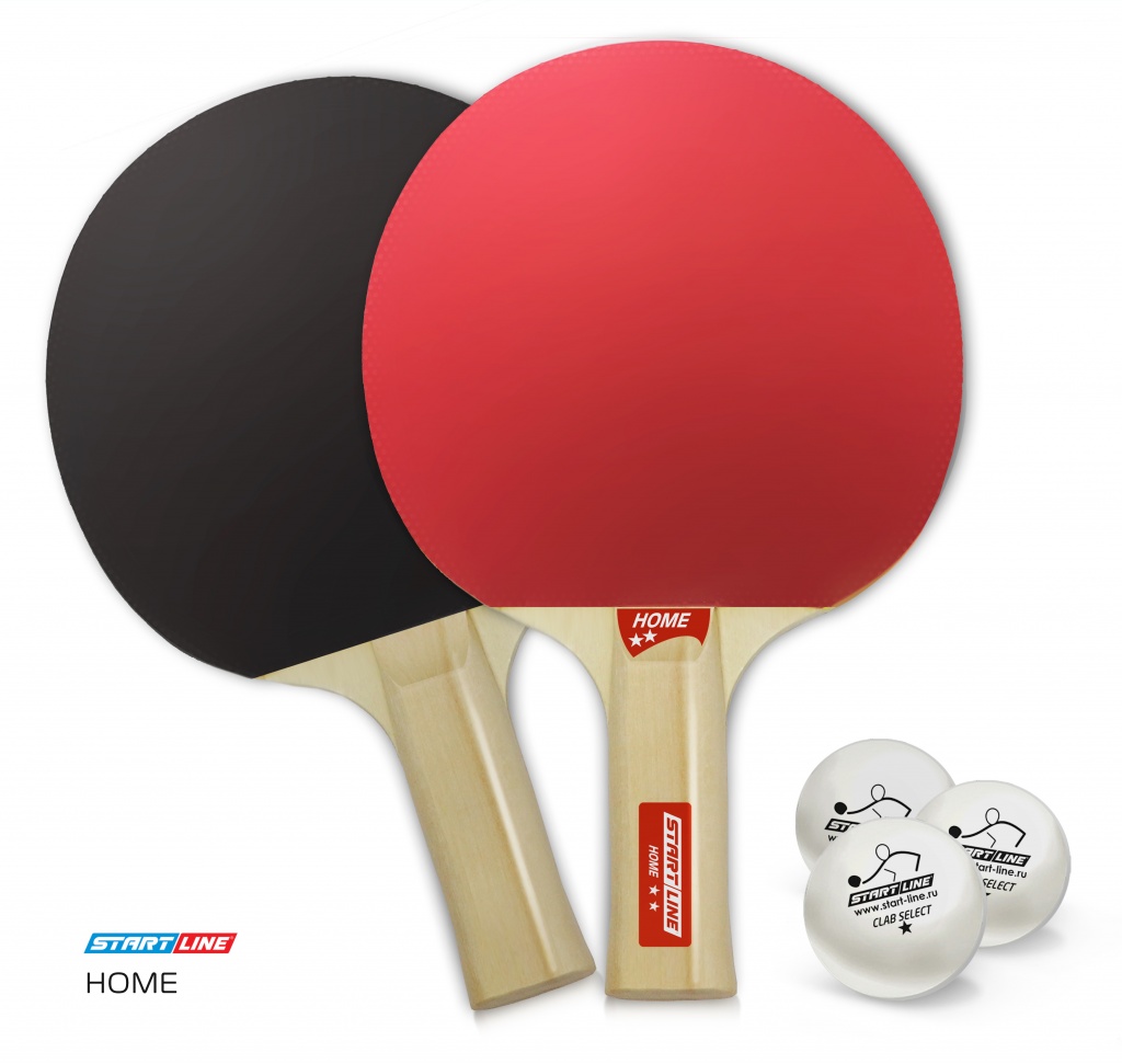 Набор START LINE: 2 ракетки Home 2*, 3 мяча, упаковано в сумку на молнии с ручкой
