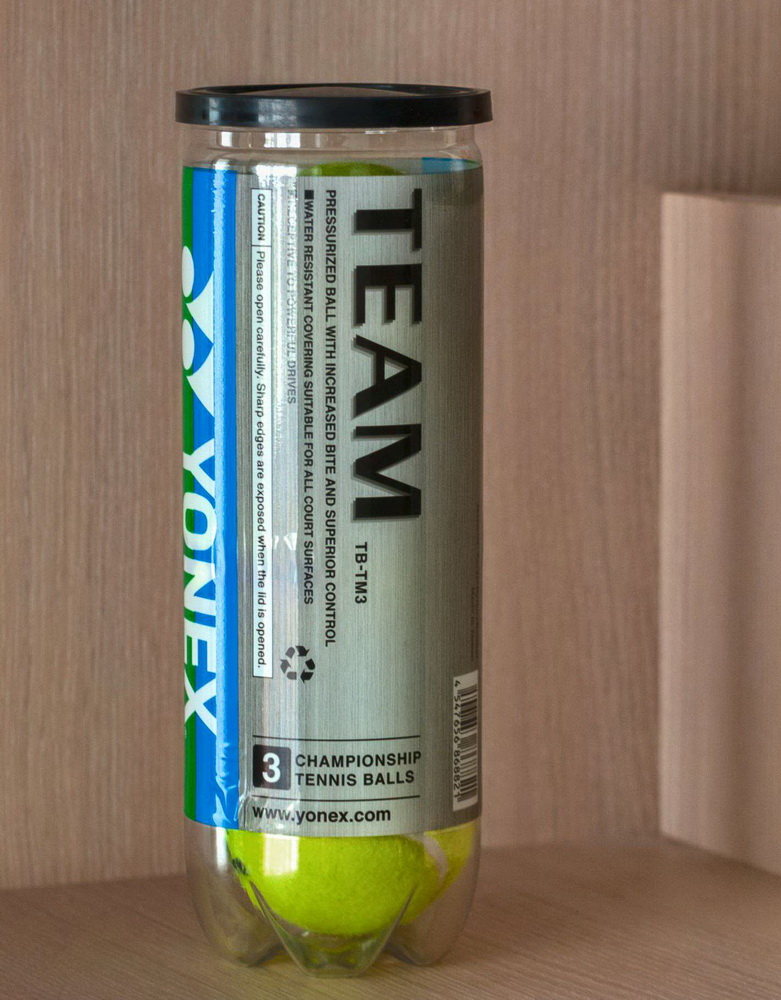 Мяч теннисный YONEX Team 3B, нат. резина, сукно (11.403)