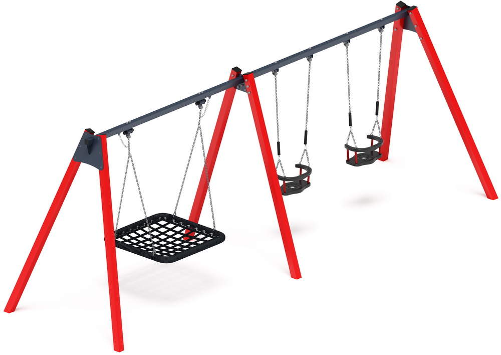 Качели М3 тройные ИО 13.М.06.03.01.01-01.1 (красные)