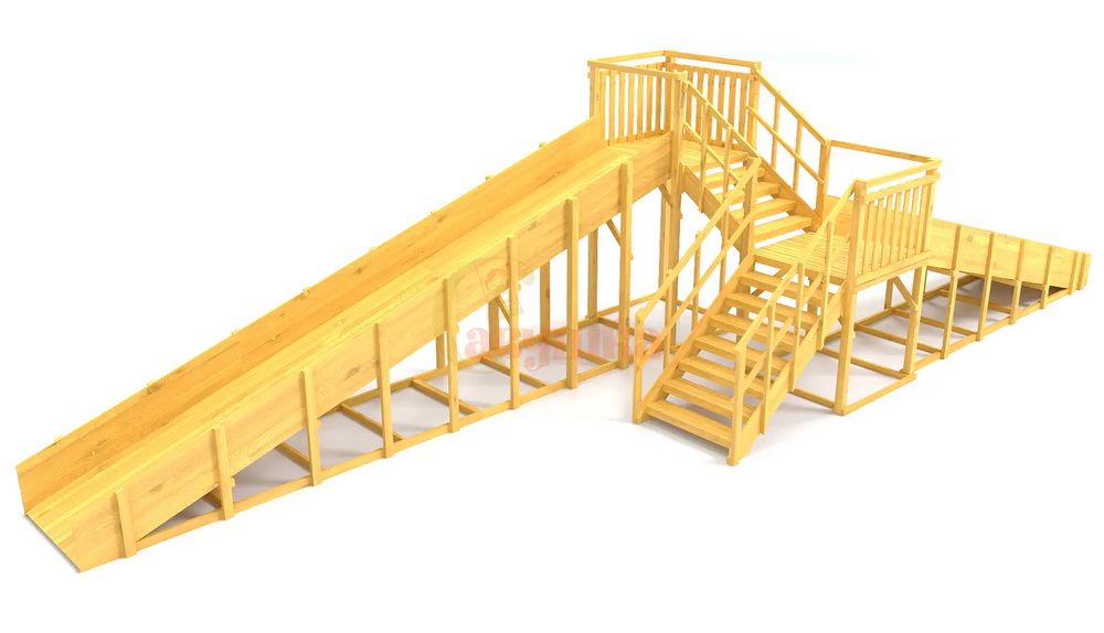 Зимняя горка Савушка ЗИМА WOOD-7/1 (скаты 5 и 8 м, разносторонний)