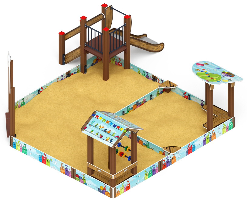 Песочный дворик с горкой (H=750) (Коты) ИО 6.01.05-03