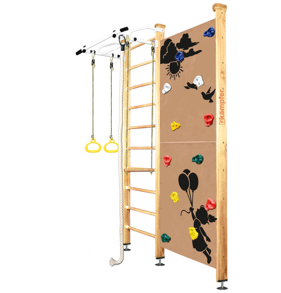 Шведская стенка Kampfer Jungle Wall Girl (№0 без покрытия Стандарт белый турник)