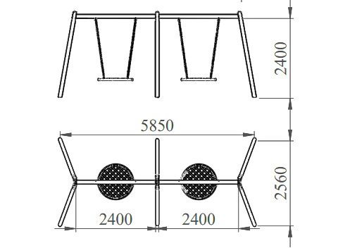 Качели 2 секции с гнездом YK89GG