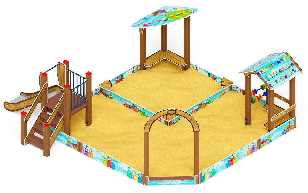 Песочный дворик с горкой (H=750) (Коты) ИО 6.01.05-03