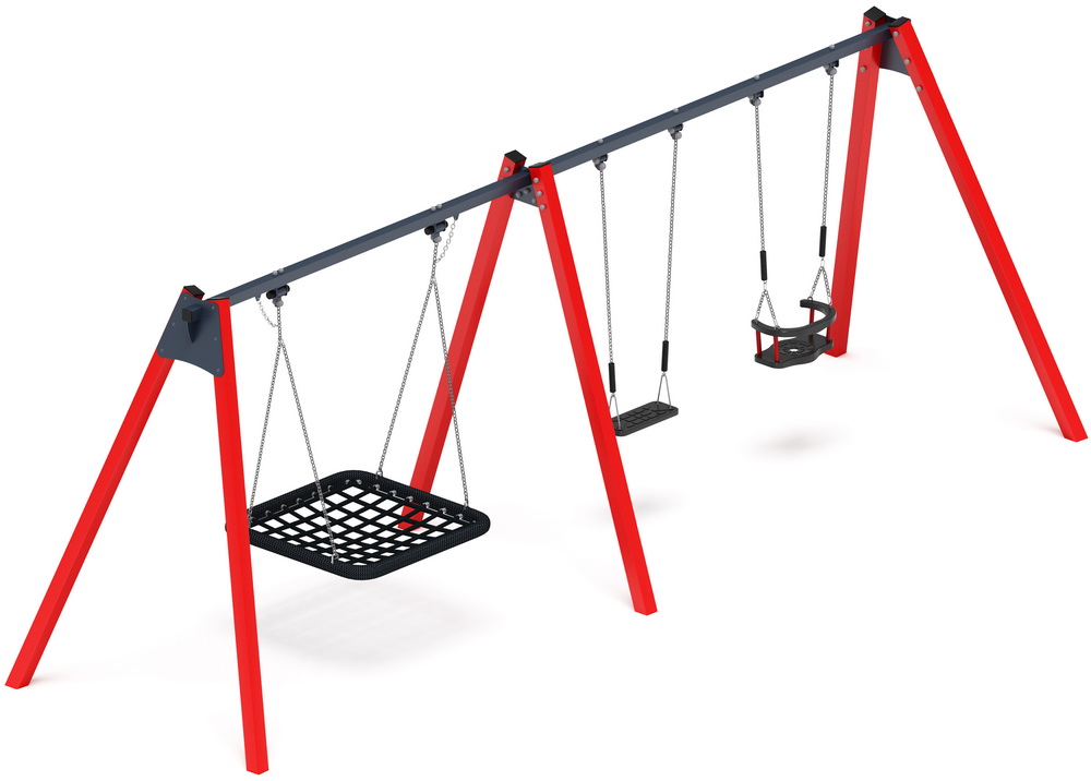 Качели М3 тройные ИО 13.М.06.03.01.01-01 (красные)