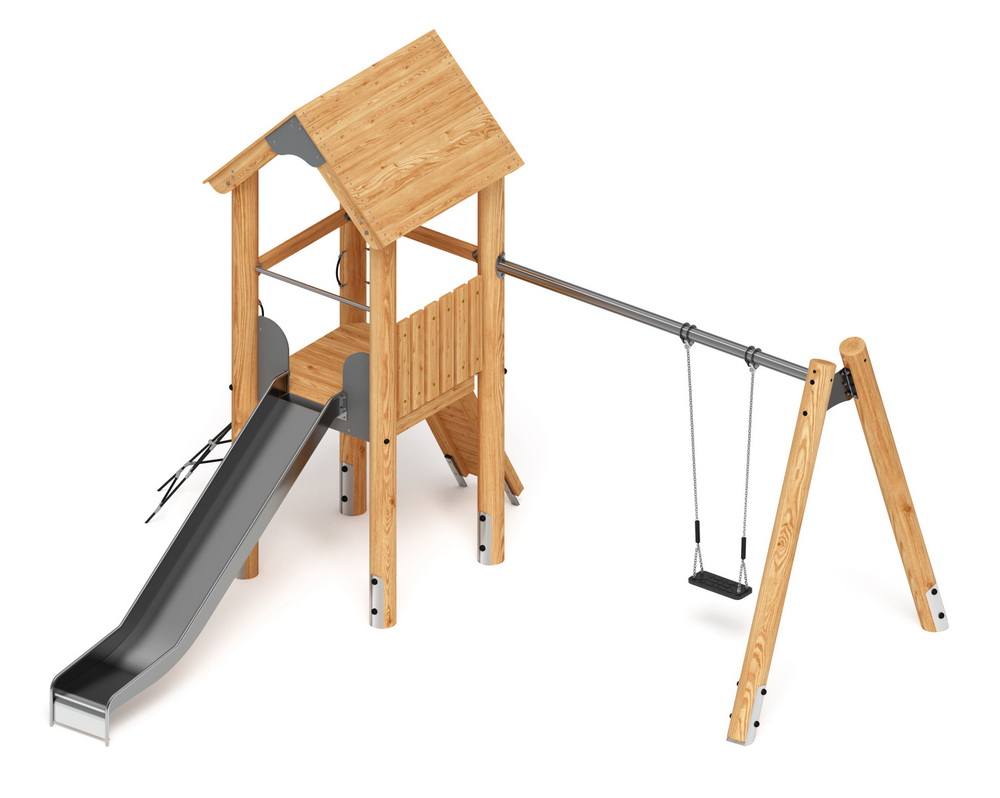Игровой комплекс с качелями (Лиственница) H-1400 ДИК 2.24.03-01.Л