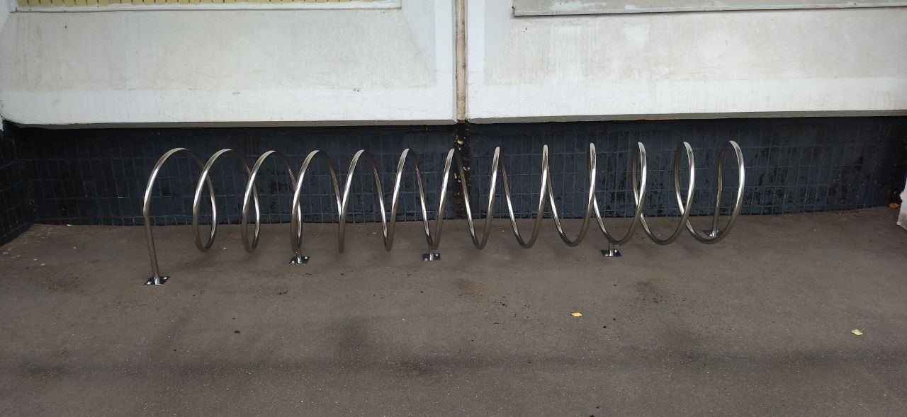 Велопарковка 7-ми местная Air Gym «Спираль» из нержавейки