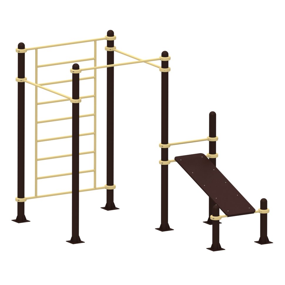 Шведская стенка, три турника и скамья для пресса Air-Gym YSK57