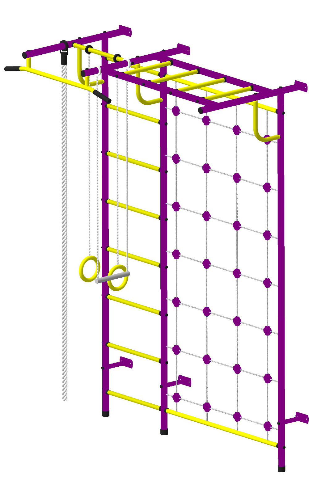 Детская шведская стенка Пионер С4С пурпурно/жёлтый