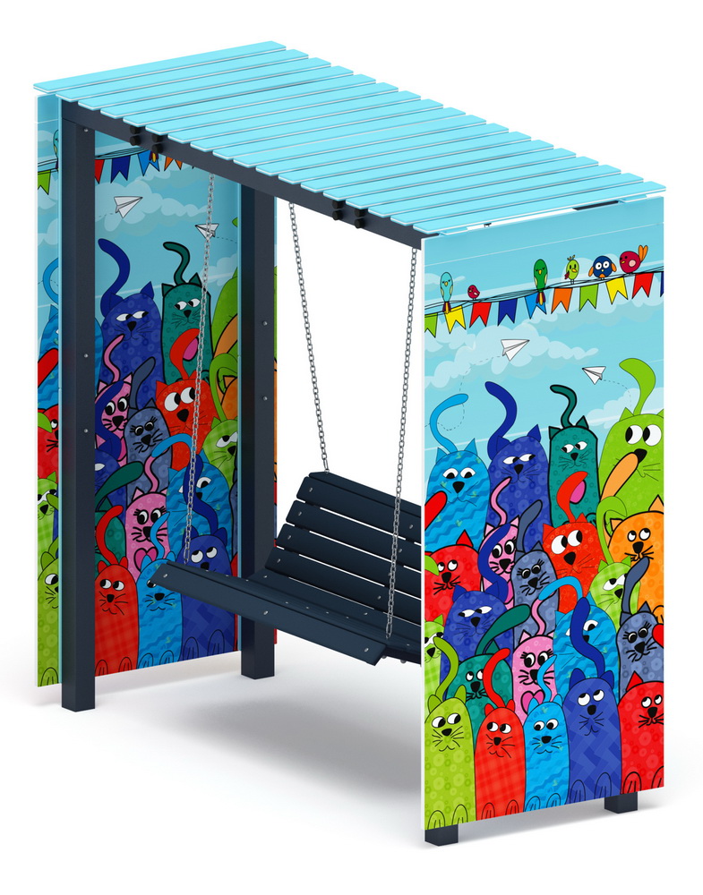 Пергола с качелями (Коты) МФ 78.06.01-07 /без поликарбоната/