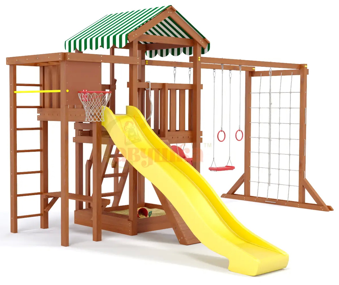 Детская площадка Савушка Мастер 4 Plus (Махагон) (горка 3 метра)