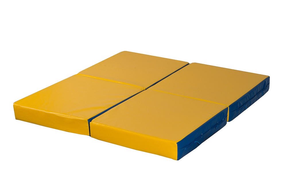 Мат № 11 (100 х 100 х 10) складной 4 сложения сине/жёлтый