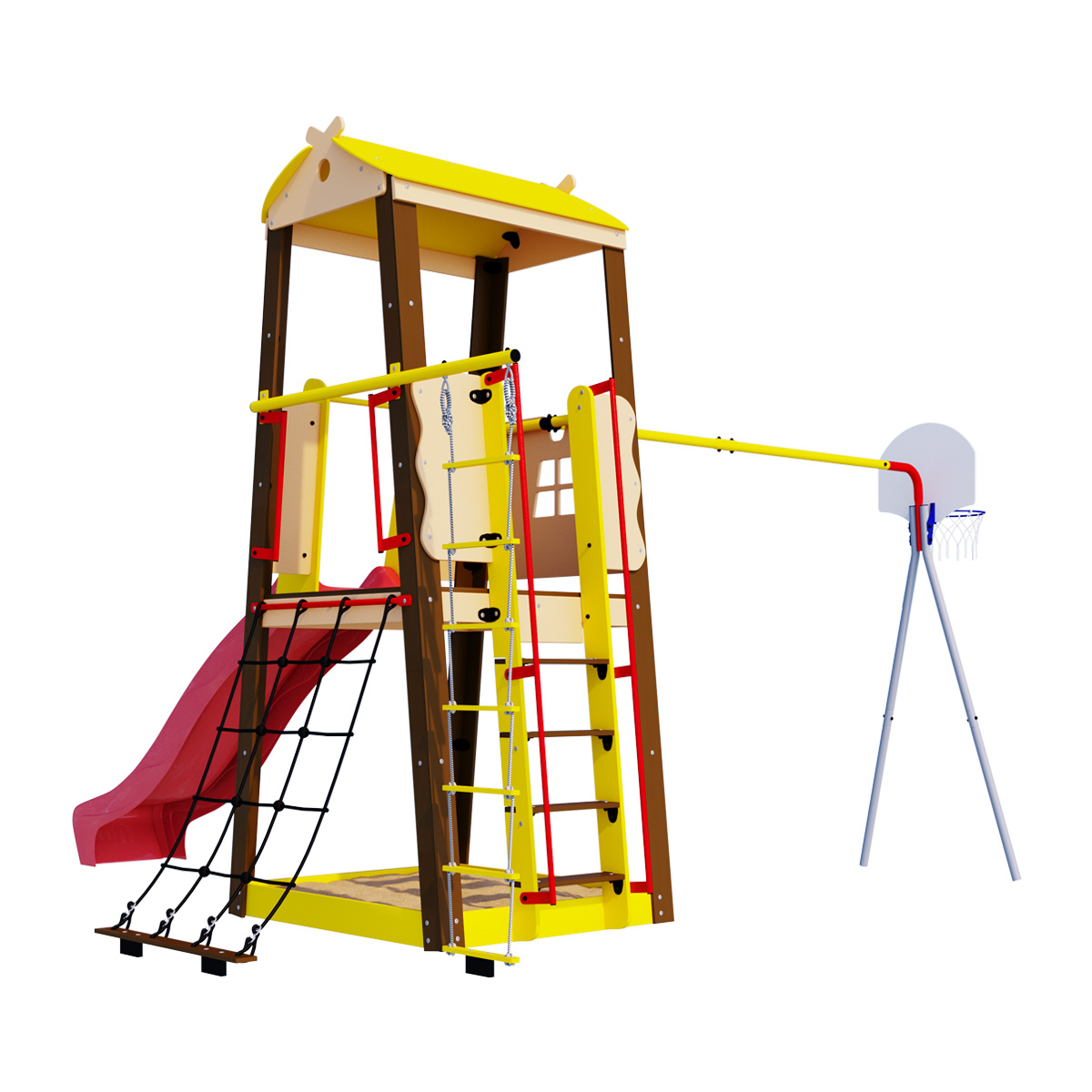 Спортивно-игровой комплекс ROMANA Избушка R.103.29.04 (+ Качели фанерные 1.Д-26.00 + Качели детские ДСК-ВО 91.07.11)