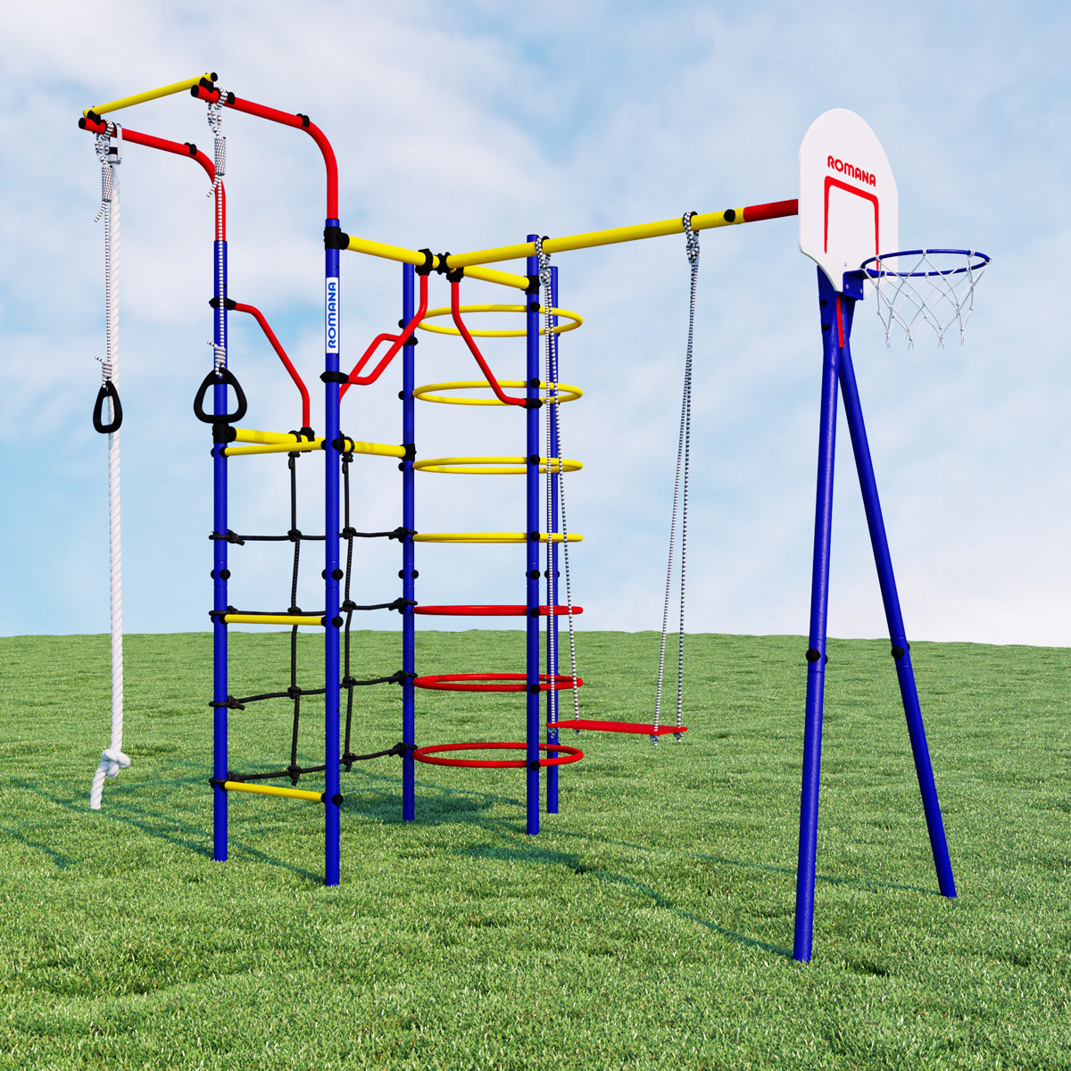 Спортивно-игровой комплекс ROMANA Космодром R.103.21.04 (+ 1.Д-26.03 Качели гнездо тканевые оксфорд 600D 80см)