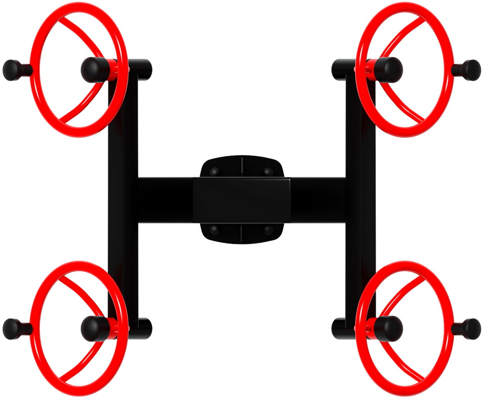 Тренажер уличный РУЛИ (4 руля положение стоя) красный СТ 101-11