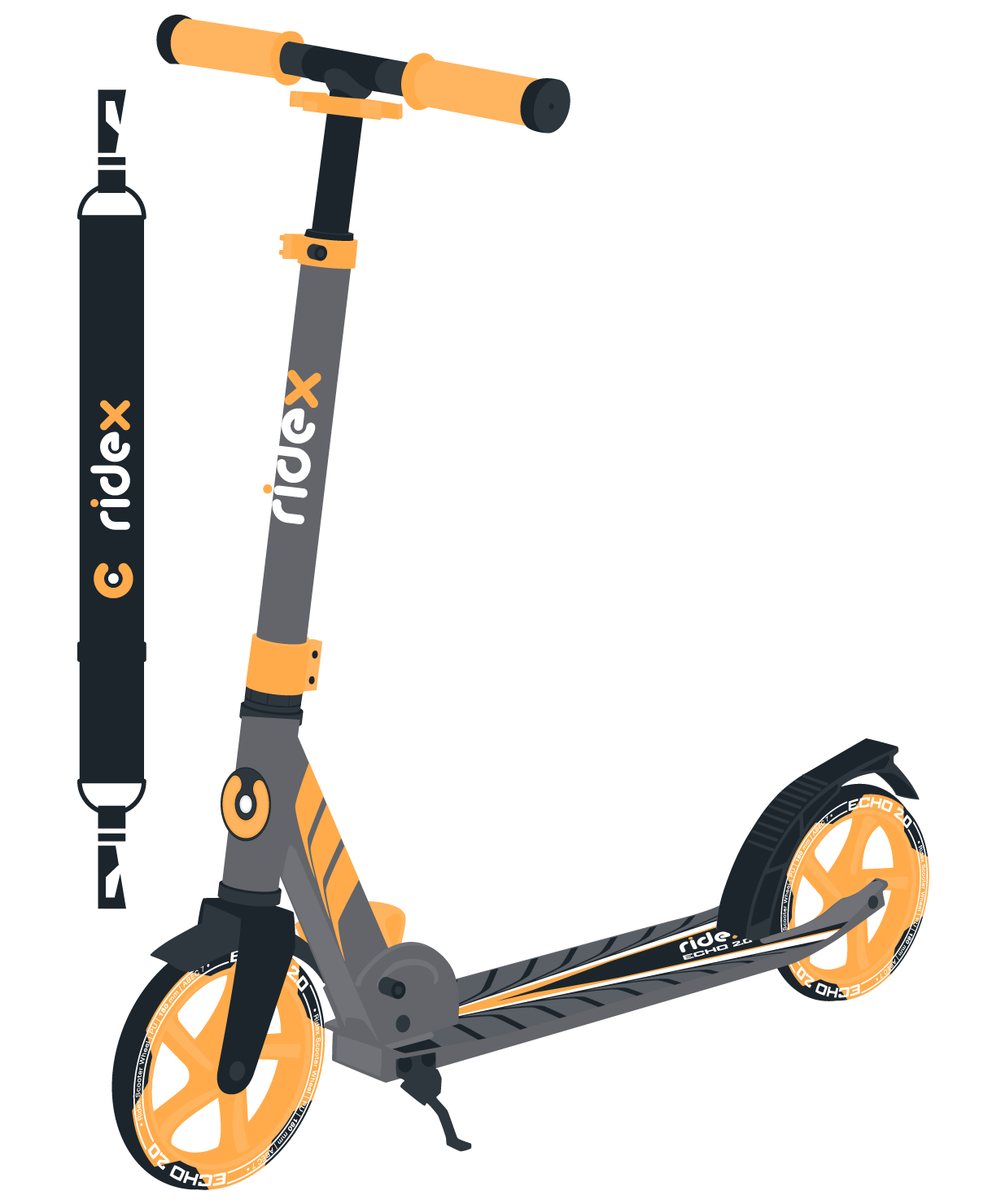Самокат 2-колесный Echo 2.0 180 мм, оранжевый