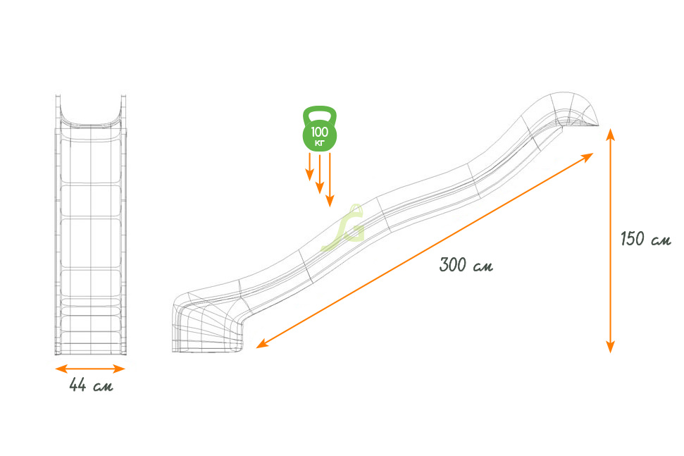 Скат для горки Hapro (L 3 м) IgraGrad