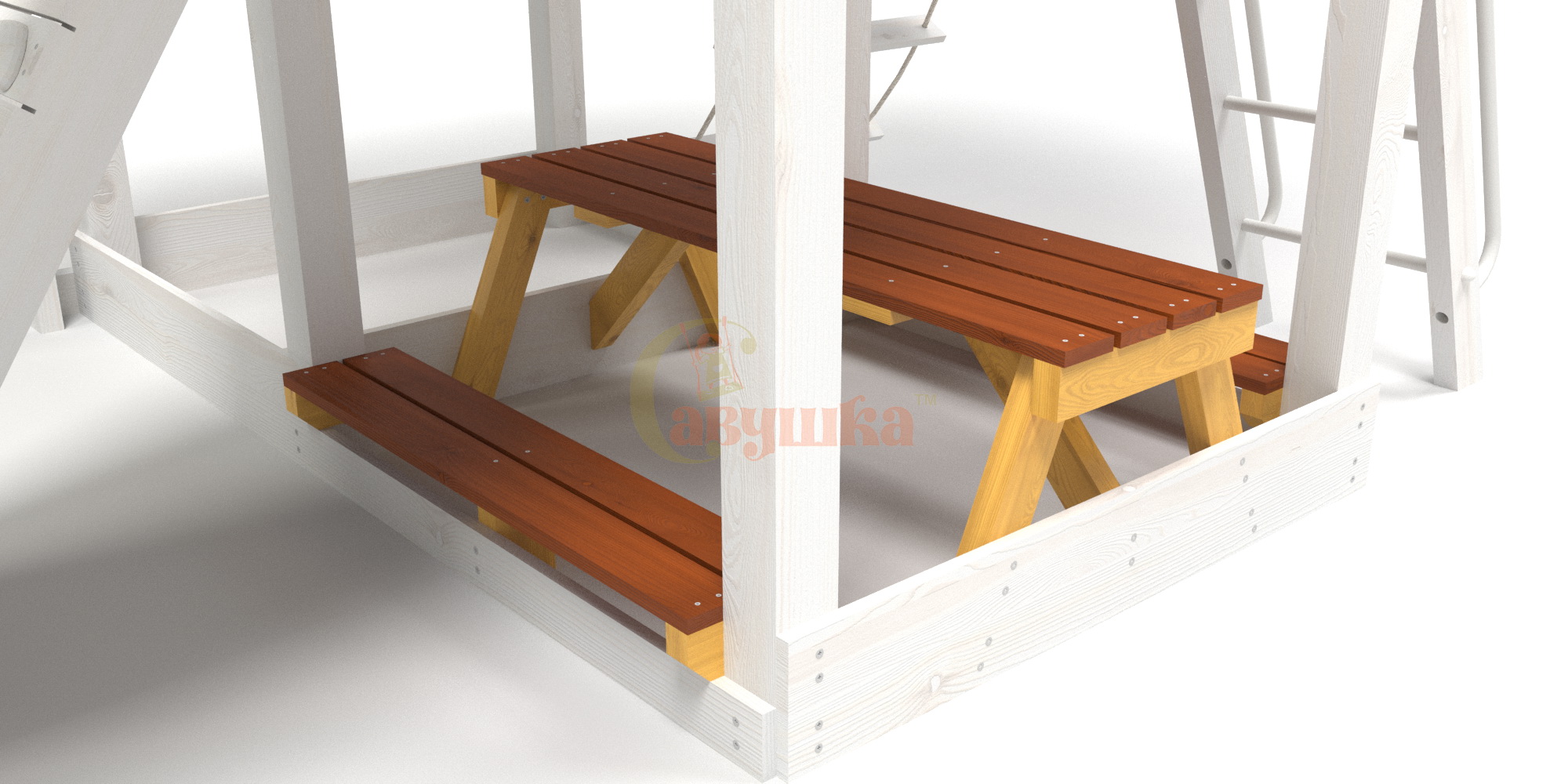 Столик с двумя лавочками Савушка