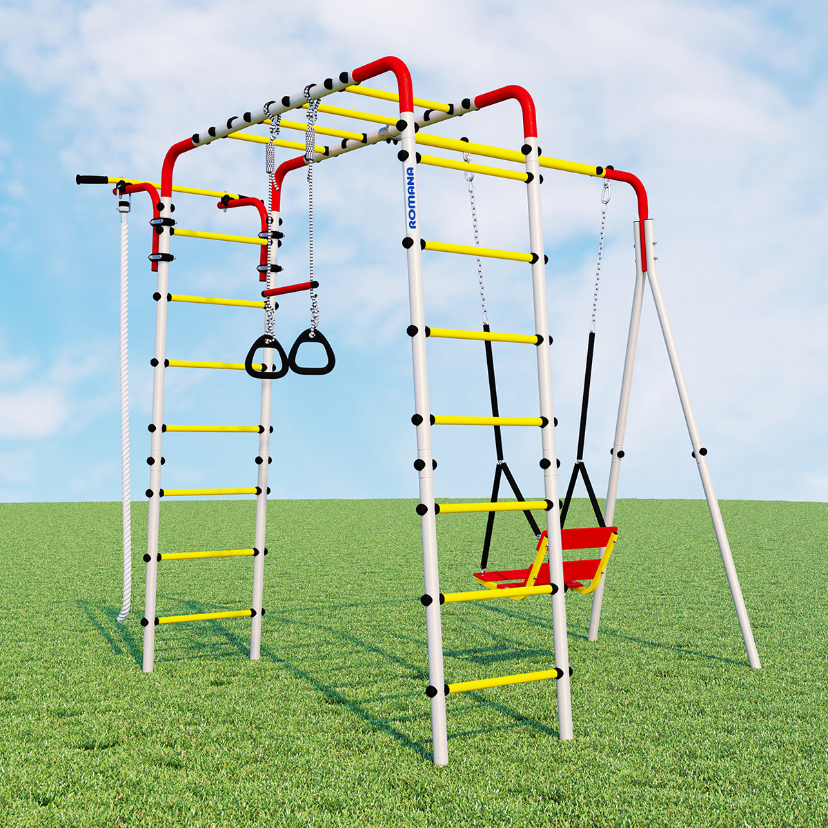 Детский спортивный комплекс для дачи ВЕСЕЛАЯ ЛУЖАЙКА-2 Romana R.103.25.04 (цепные качели)