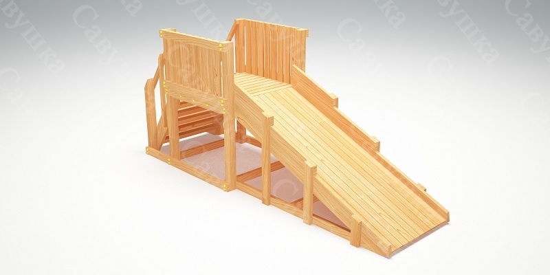 Зимняя деревянная игровая горка Савушка "Зима wood" - 1