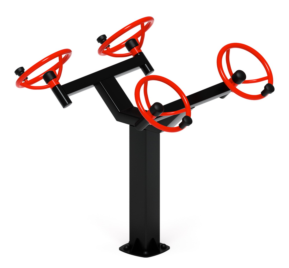 Тренажер уличный РУЛИ (4 руля положение сидя) красный СТ 102-11