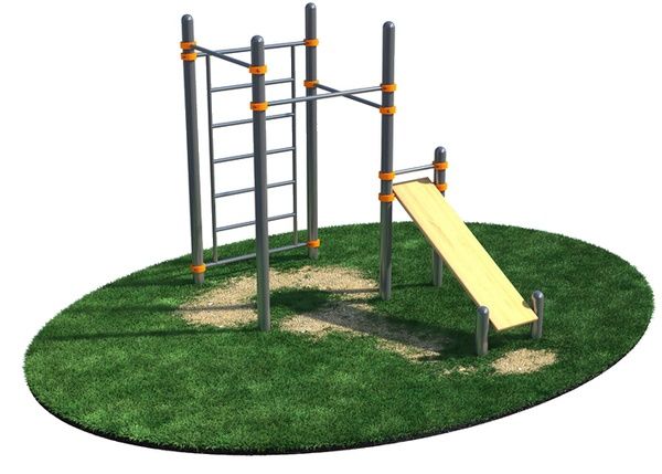 Шведская стенка, три турника и скамья для пресса (модерн.) СВС-52-М