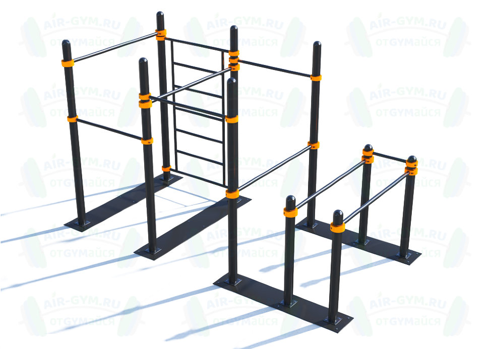 Мобильный спортивный комплекс  с лестницей, турниками и брусьями СВС-103