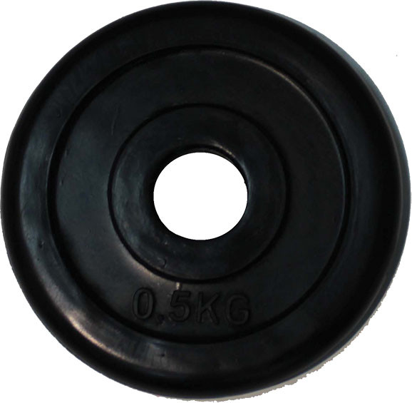 Диск для штанги черный обрезиненный D-26, 0,5 кг