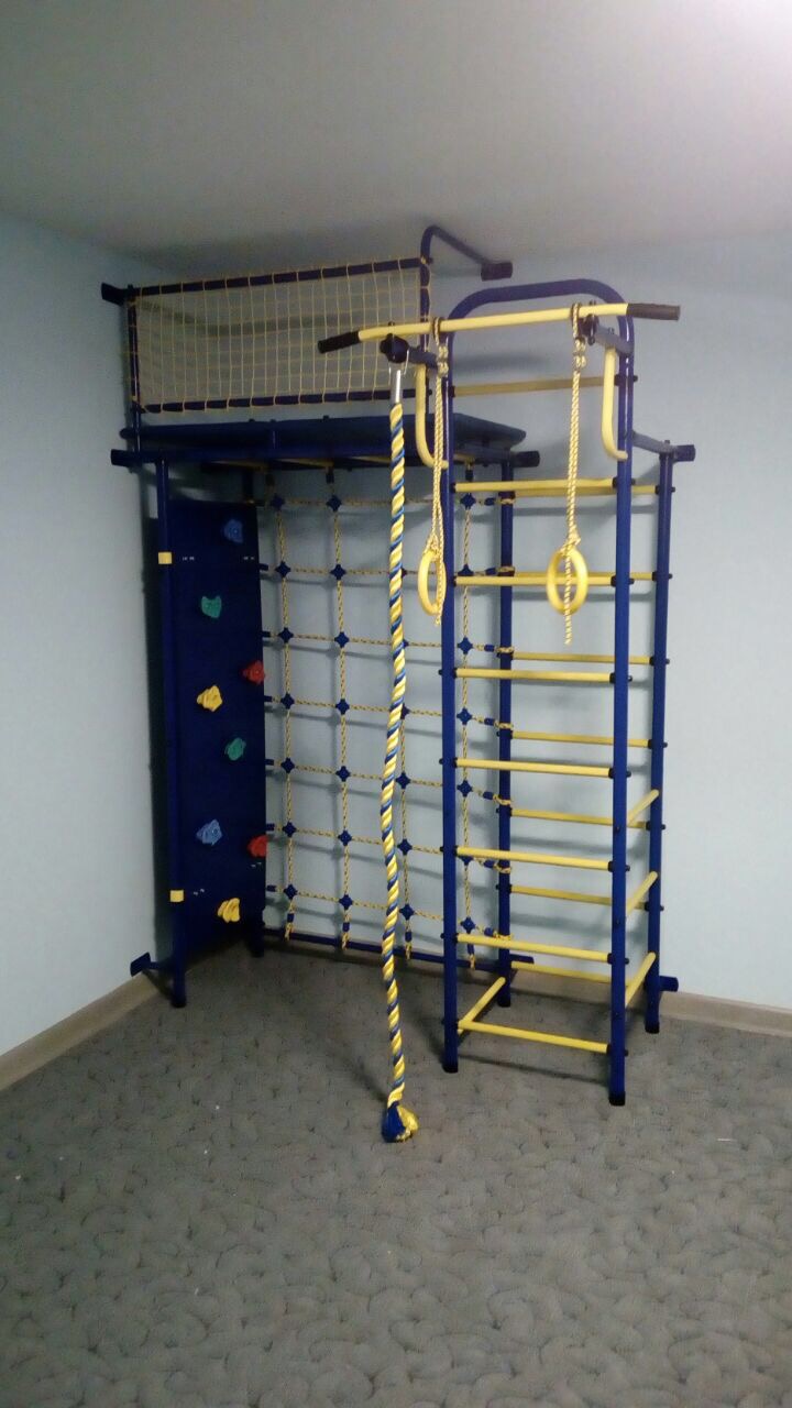 Спортивно-игровой комплекс Пионер 10Л со скалодромом сине/желтый