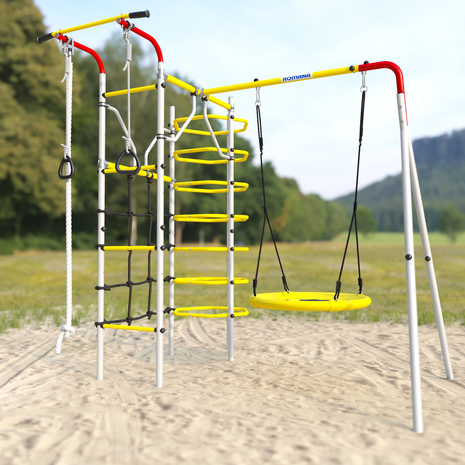 Детский спортивный комплекс для дачи КОСМОС Romana 103.21.05 + 1.Д-26.04 (качели-гнездо)