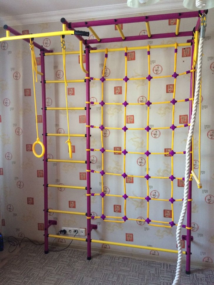 Детская шведская стенка Пионер С4СМ пурпурно/жёлтый