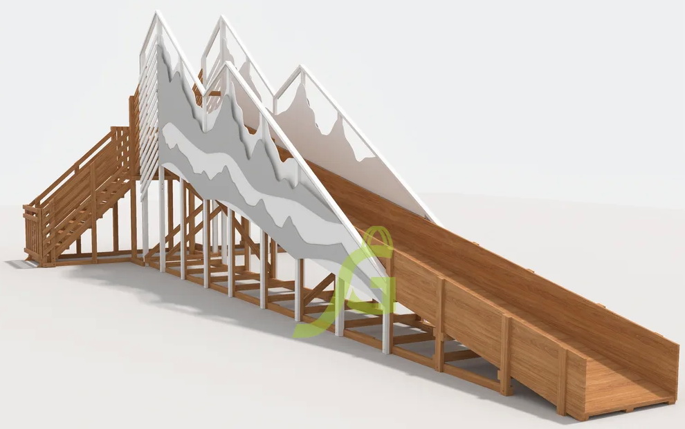 Зимняя деревянная горка "IgraGrad Snow Fox 12 м" с двумя скатами мод.5