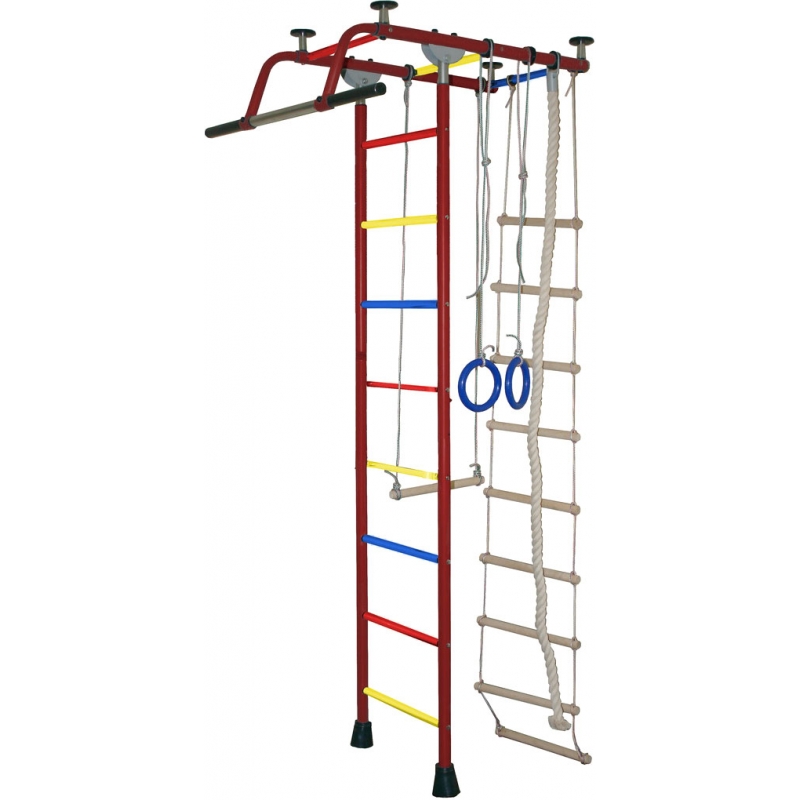 Спортивный комплекс Крепыш Т-образный с навесным турником (Синий/ПВХ/Только желтые)