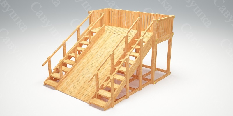 Зимняя деревянная игровая горка Савушка "Зима wood" - 4