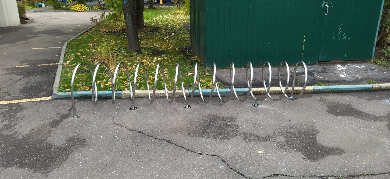 Велопарковка 7-ми местная Air Gym «Спираль» из нержавейки