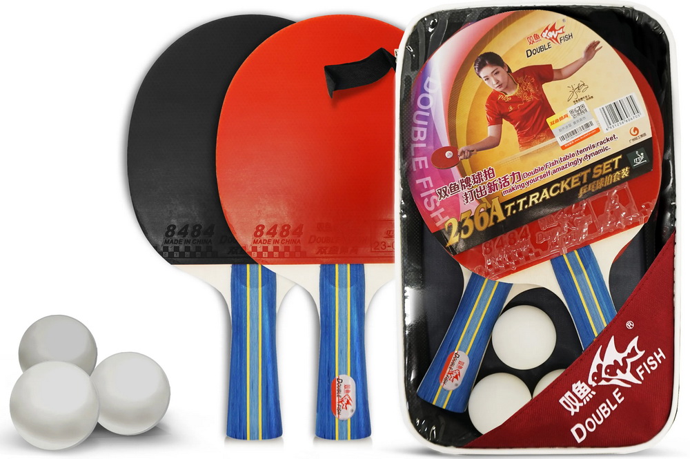 Набор для настольного тенниса DOUBLE FISH CK-236A: 2 ракетки, 3 мяча, чехол