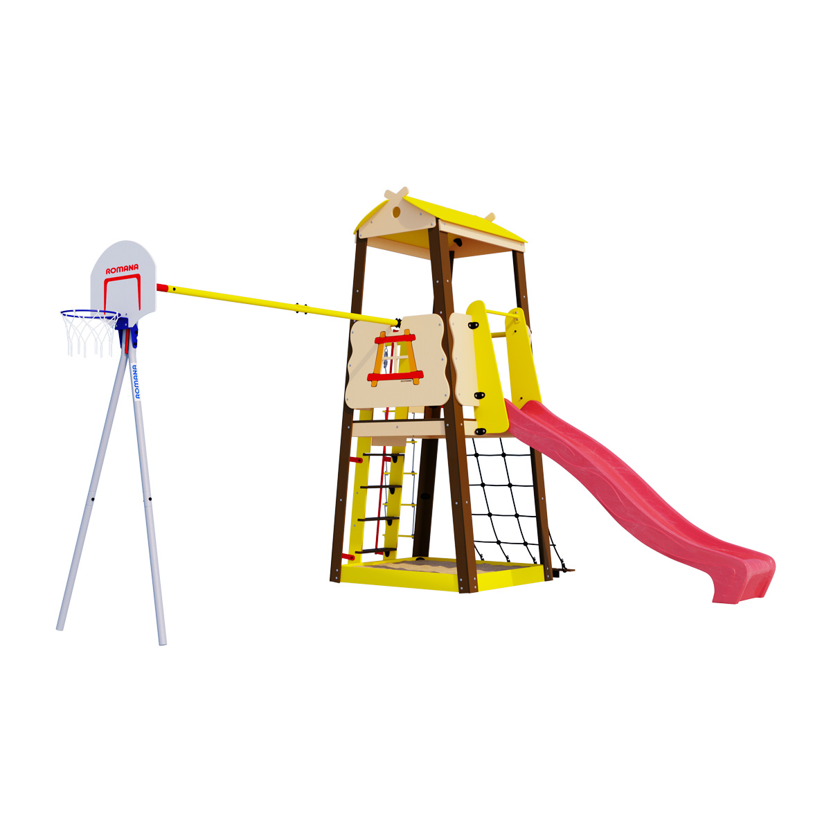 Спортивно-игровой комплекс ROMANA Избушка R.103.29.04 (+ Качели фанерные 1.Д-26.00 + Качели детские ДСК-ВО 91.07.11)