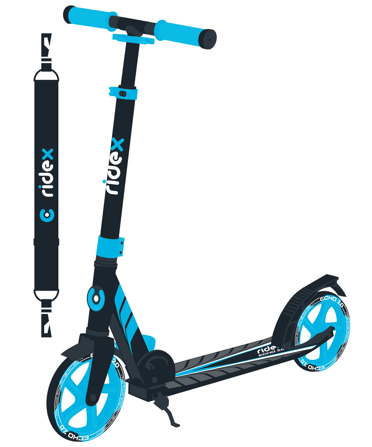 Самокат 2-колесный Echo 2.0 180 мм, синий